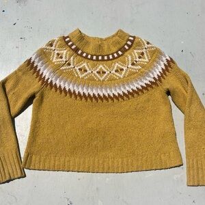 Women's American Eagle Sweater Yellow Geometric M College Preppy City Grandma